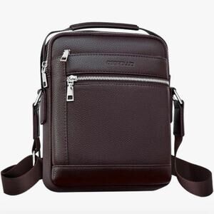 NEW WIWSI Brown PU Leather Men’s Crossbody Messenger Shoulder Sling Bag